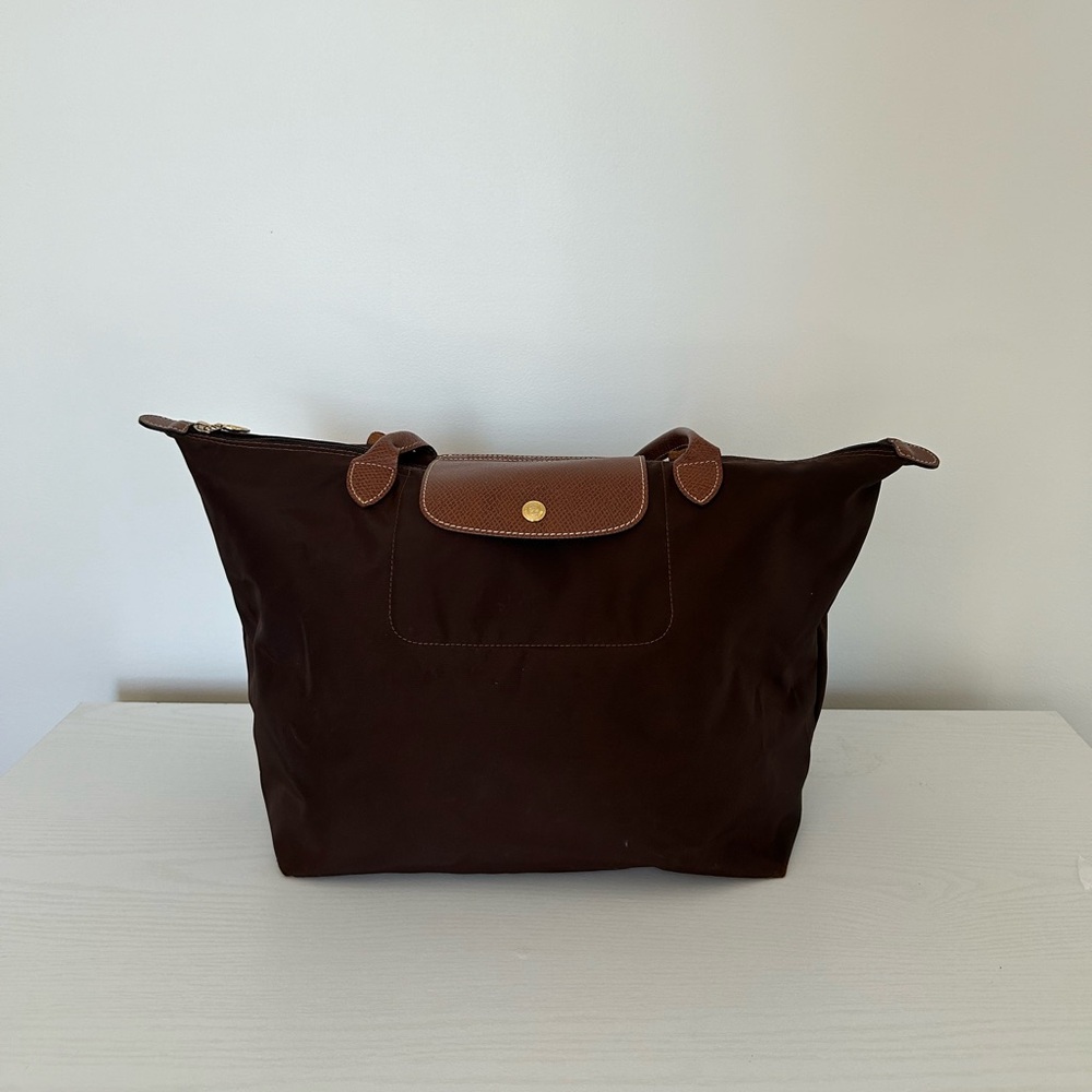 longchamp le pliage brown bag